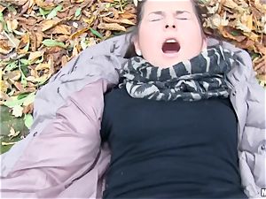 Ashley forest plunged in her marvelous vulva in public